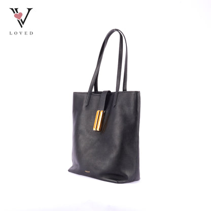 Demellier Vancouver Black Smooth Leather Tote Bag