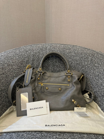 Balenciaga Metallic Edge City Handbag in Grey Leather