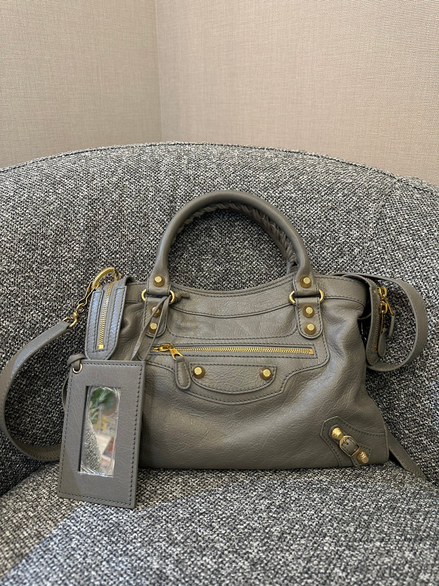 Balenciaga Metallic Edge City Handbag in Grey Leather