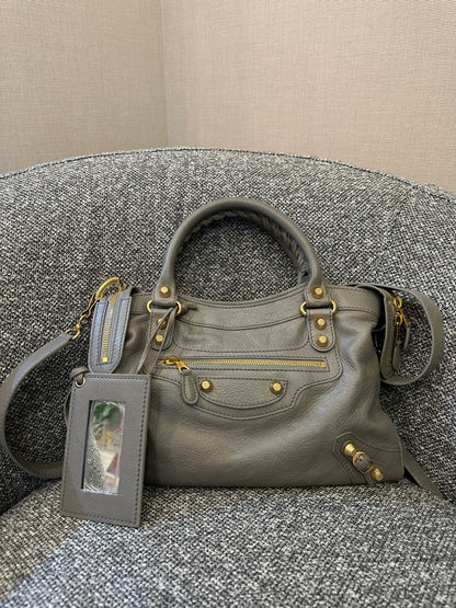 Balenciaga Metallic Edge City Handbag in Grey Leather