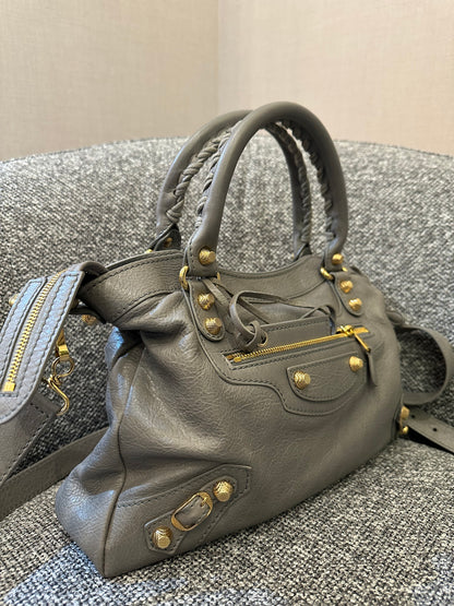 Balenciaga Metallic Edge City Handbag in Grey Leather