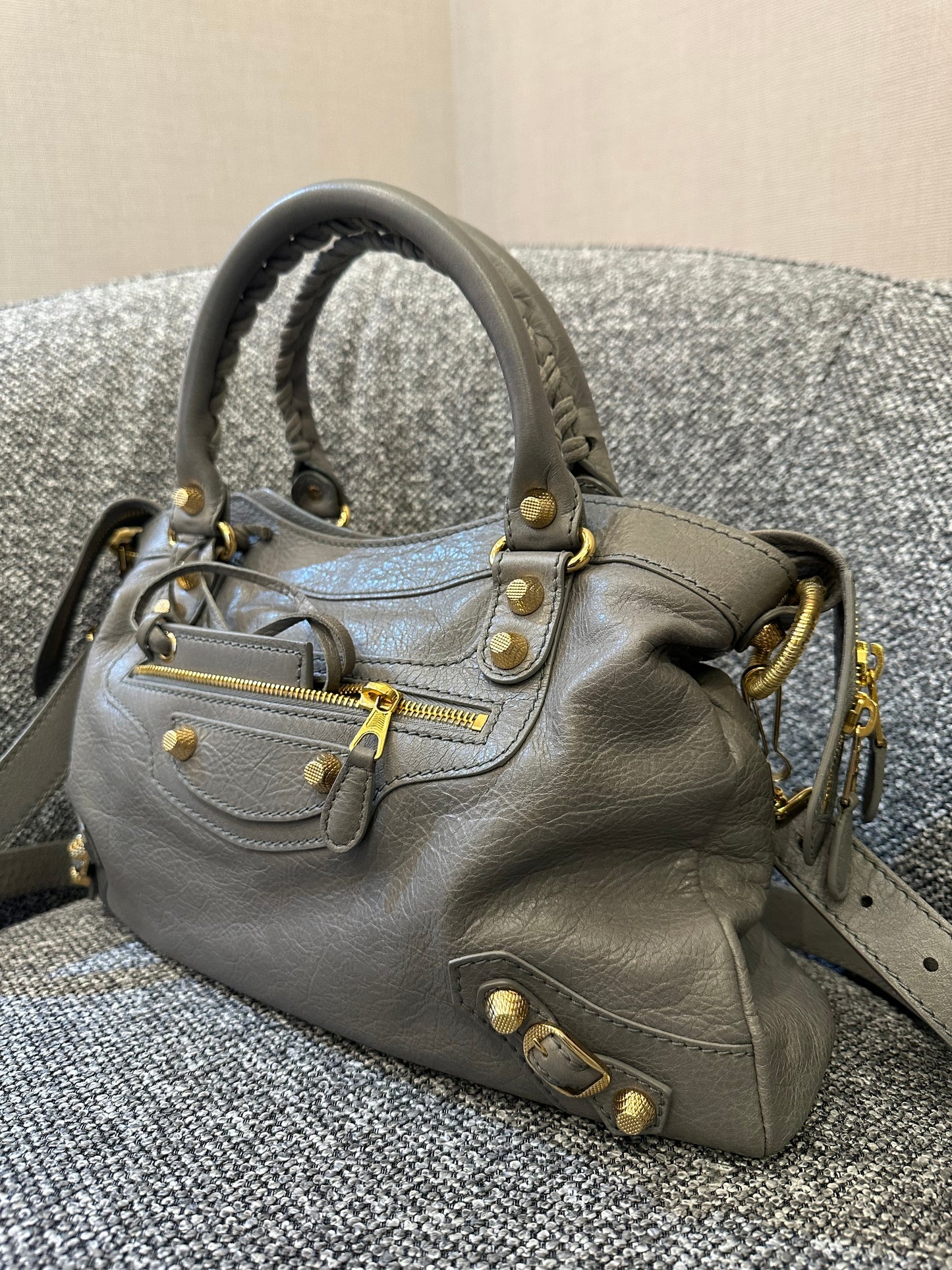 Balenciaga Metallic Edge City Handbag in Grey Leather