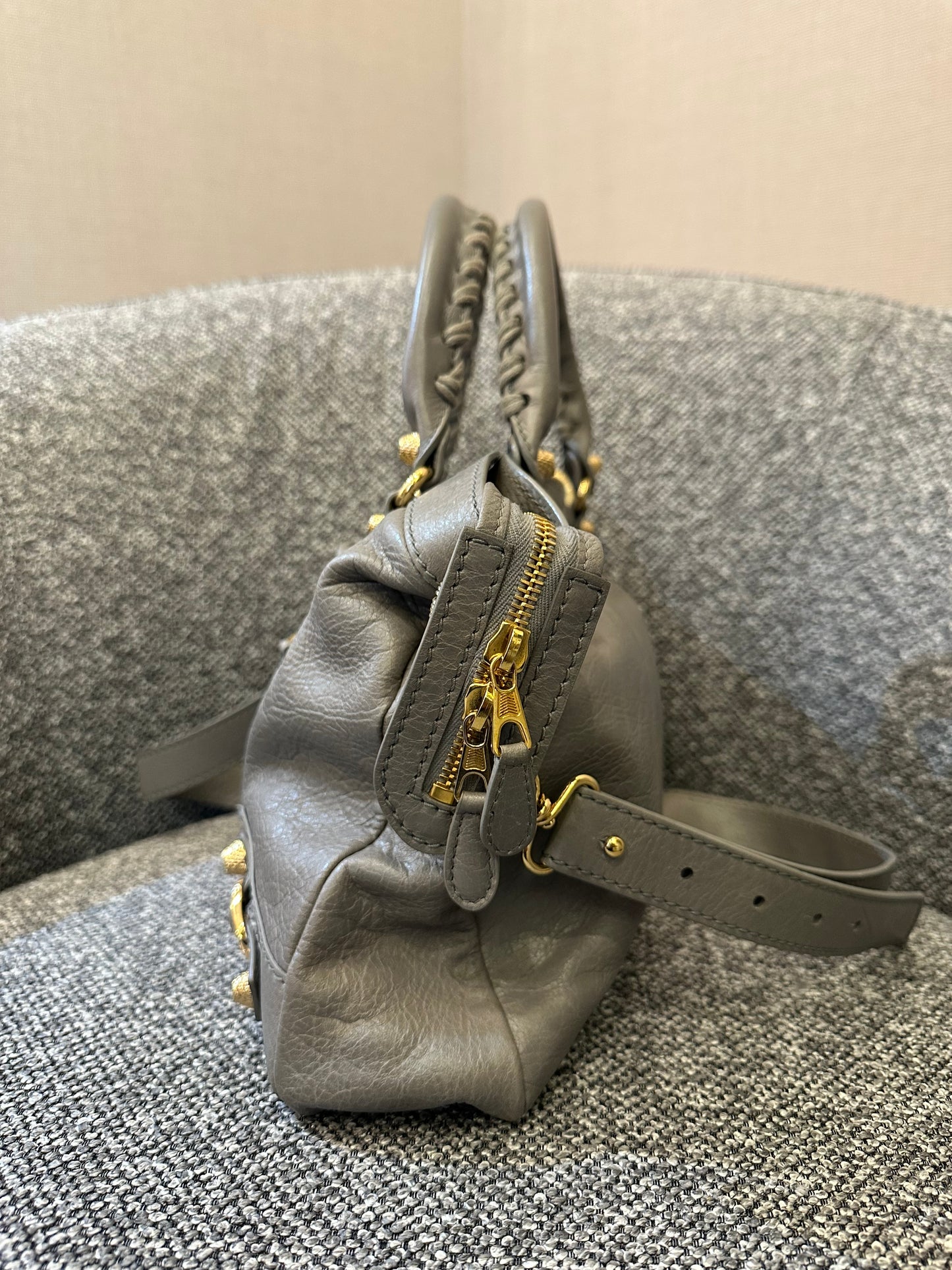 Balenciaga Metallic Edge City Handbag in Grey Leather