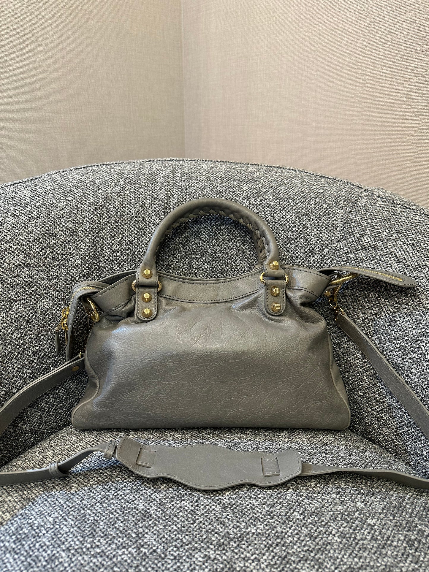 Balenciaga Metallic Edge City Handbag in Grey Leather