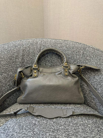 Balenciaga Metallic Edge City Handbag in Grey Leather