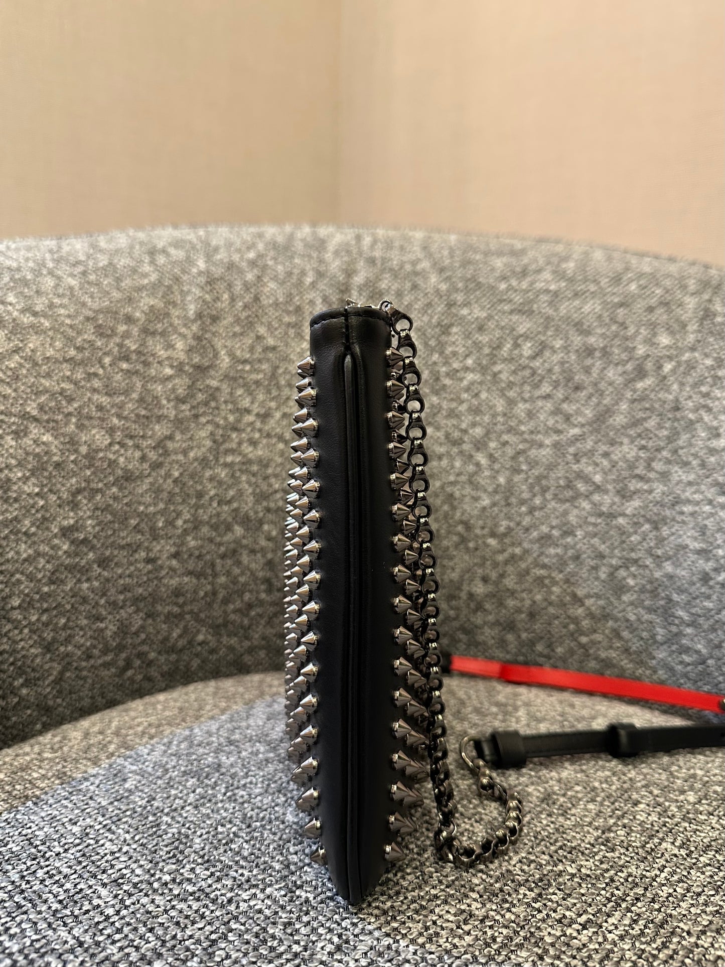 Christian Louboutin Loubiposh Spiked Clutch Bag in Black Leather