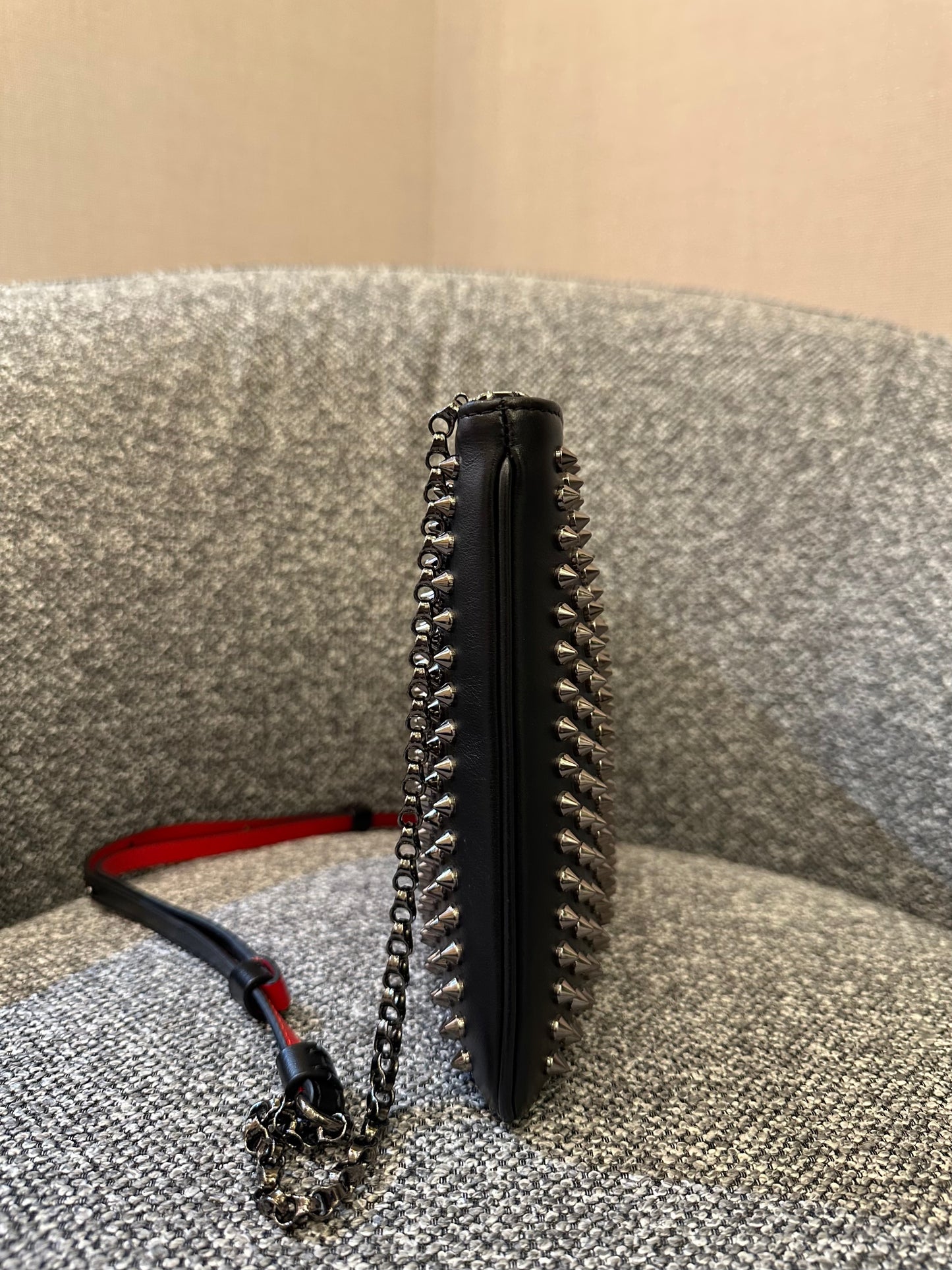 Christian Louboutin Loubiposh Spiked Clutch Bag in Black Leather