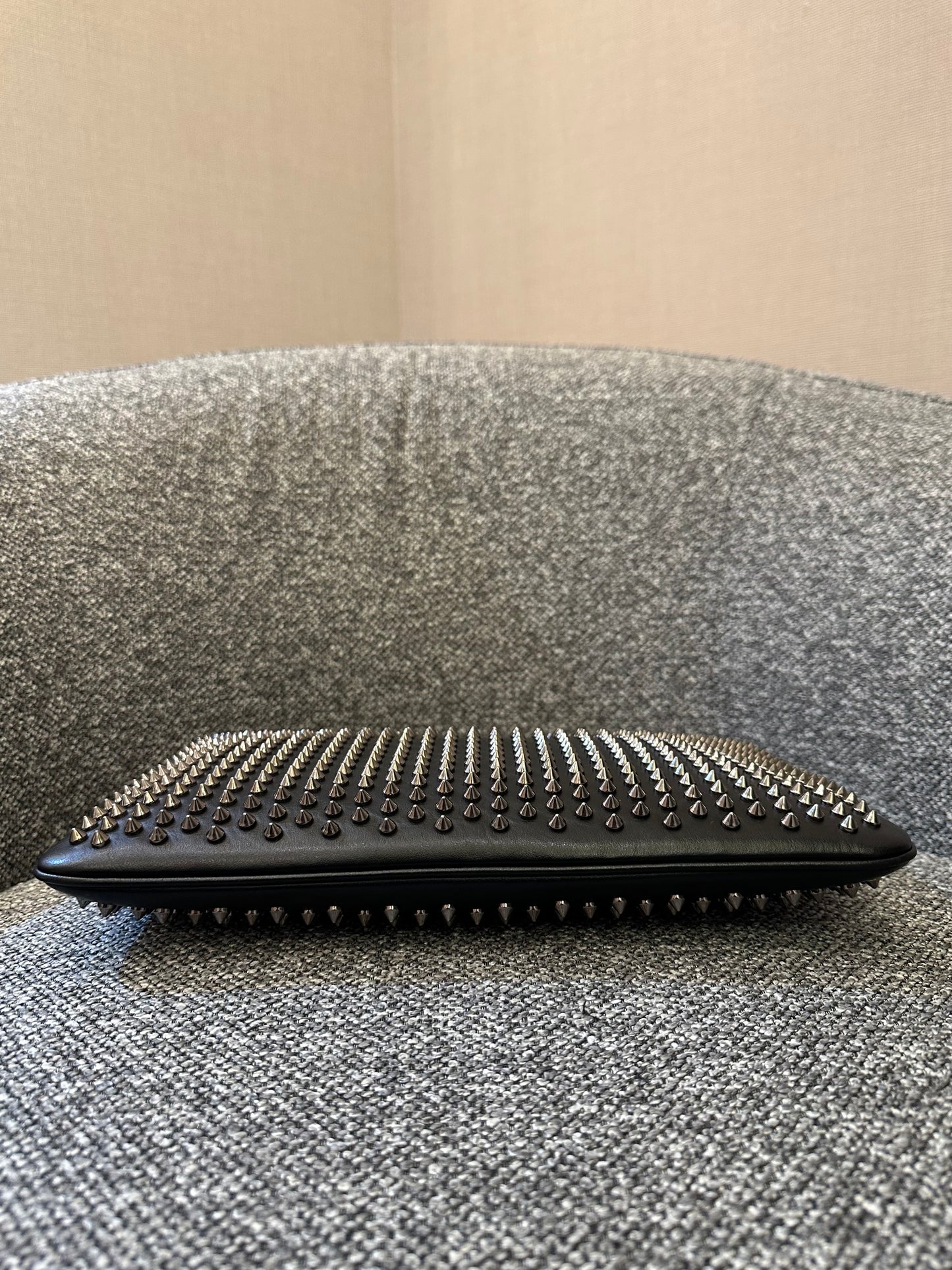 Christian Louboutin Loubiposh Spiked Clutch Bag in Black Leather