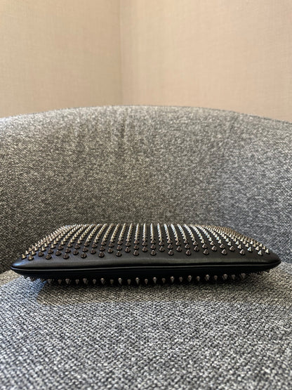 Christian Louboutin Loubiposh Spiked Clutch Bag in Black Leather