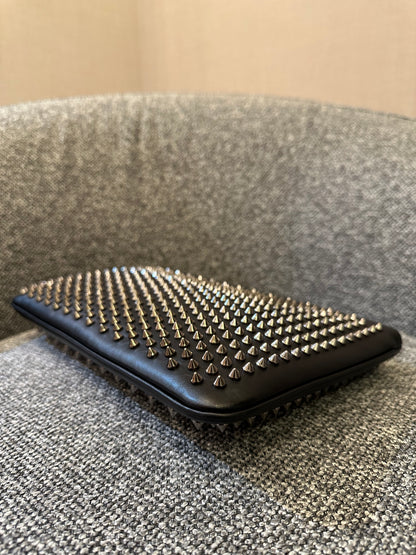Christian Louboutin Loubiposh Spiked Clutch Bag in Black Leather
