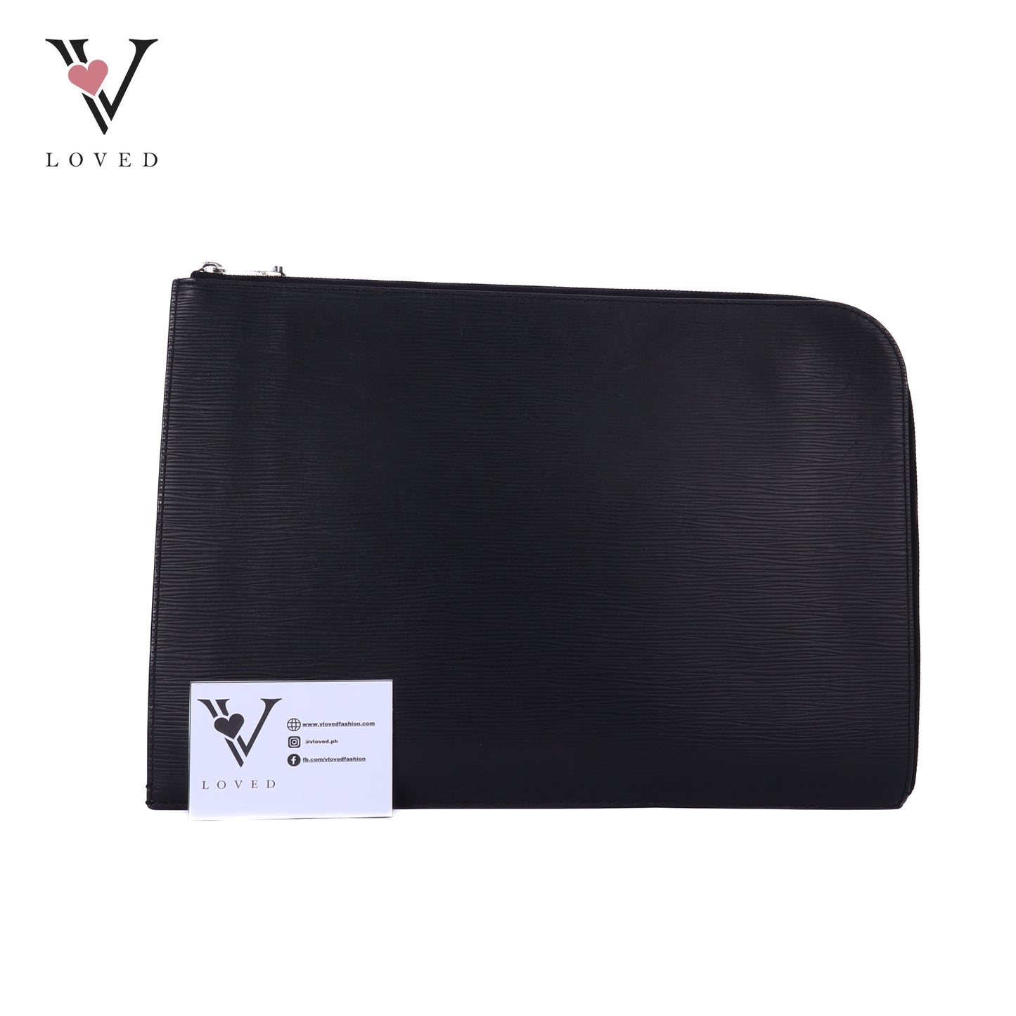 Poche Portfolio Black Epi Leather Document Clutch Bag