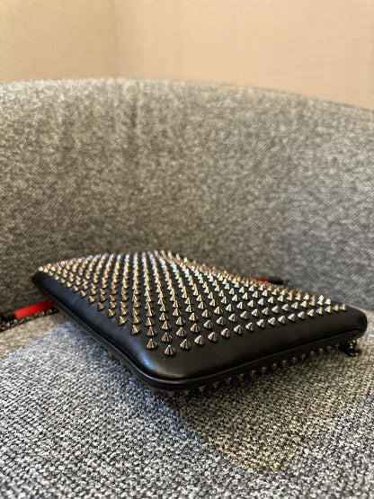 Christian Louboutin Loubiposh Spiked Clutch Bag in Black Leather