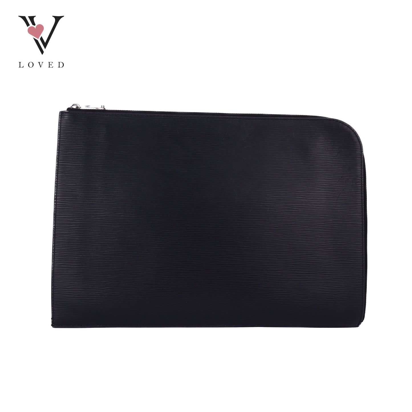 Poche Portfolio Black Epi Leather Document Clutch Bag