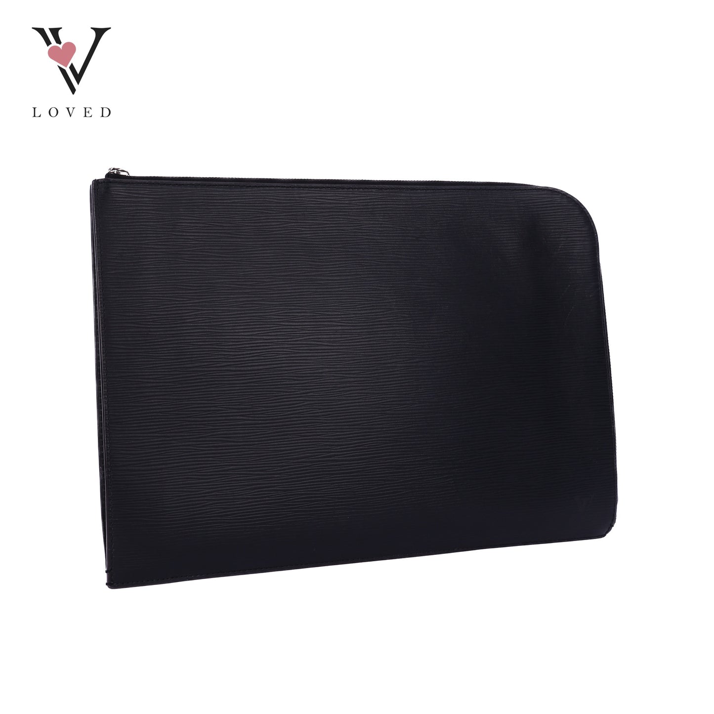 Poche Portfolio Black Epi Leather Document Clutch Bag