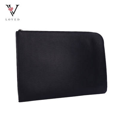 Poche Portfolio Black Epi Leather Document Clutch Bag