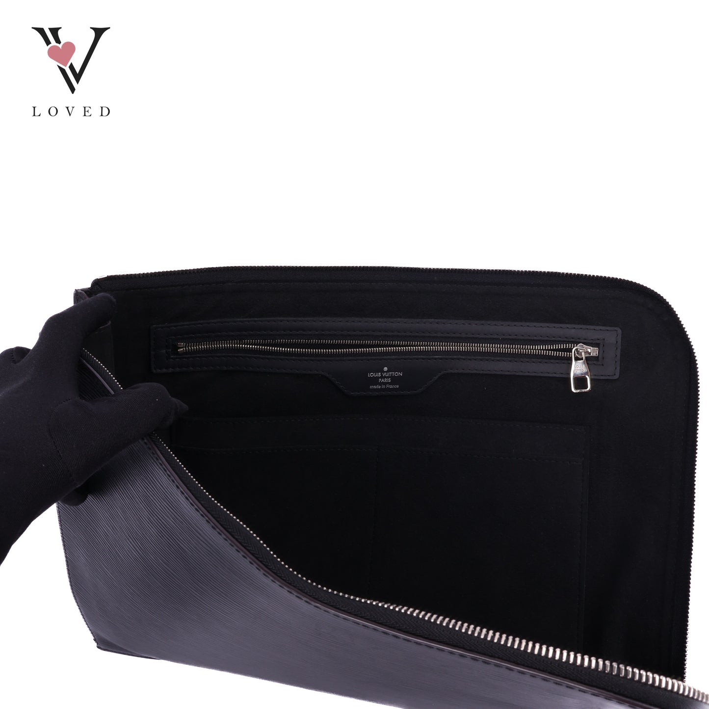 Poche Portfolio Black Epi Leather Document Clutch Bag