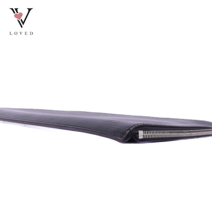 Poche Portfolio Black Epi Leather Document Clutch Bag