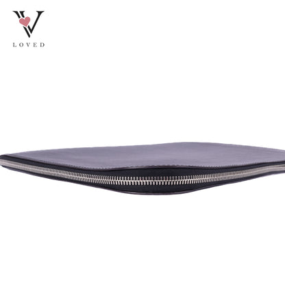 Poche Portfolio Black Epi Leather Document Clutch Bag