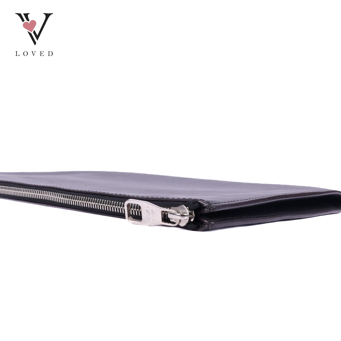 Poche Portfolio Black Epi Leather Document Clutch Bag