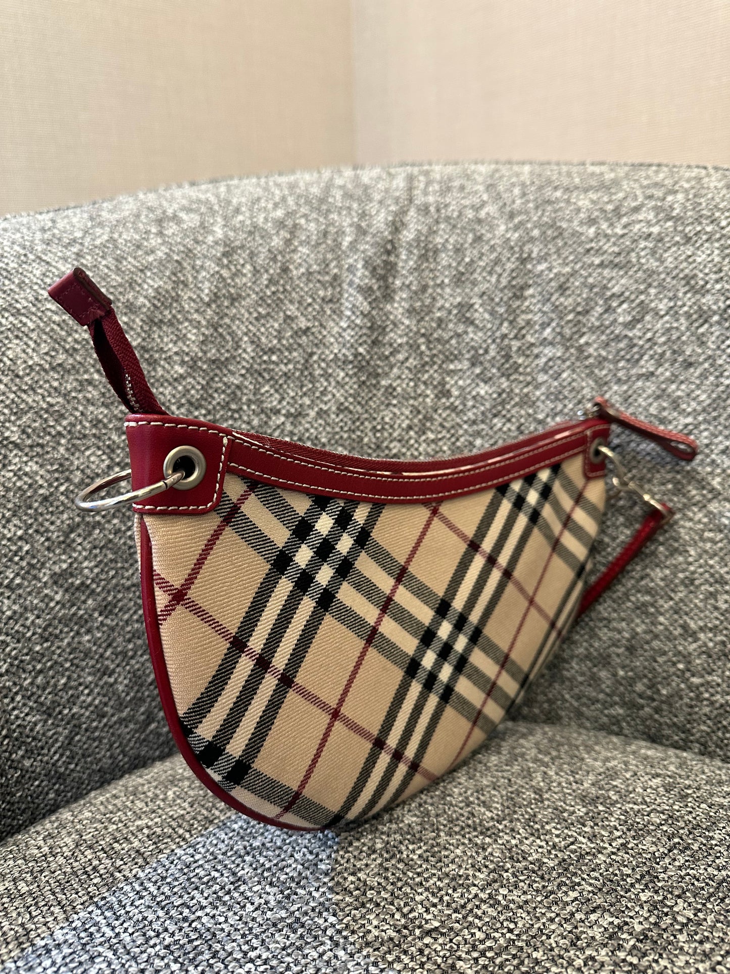Burberry Nova Check Crescent-Shaped Accessory Pouch