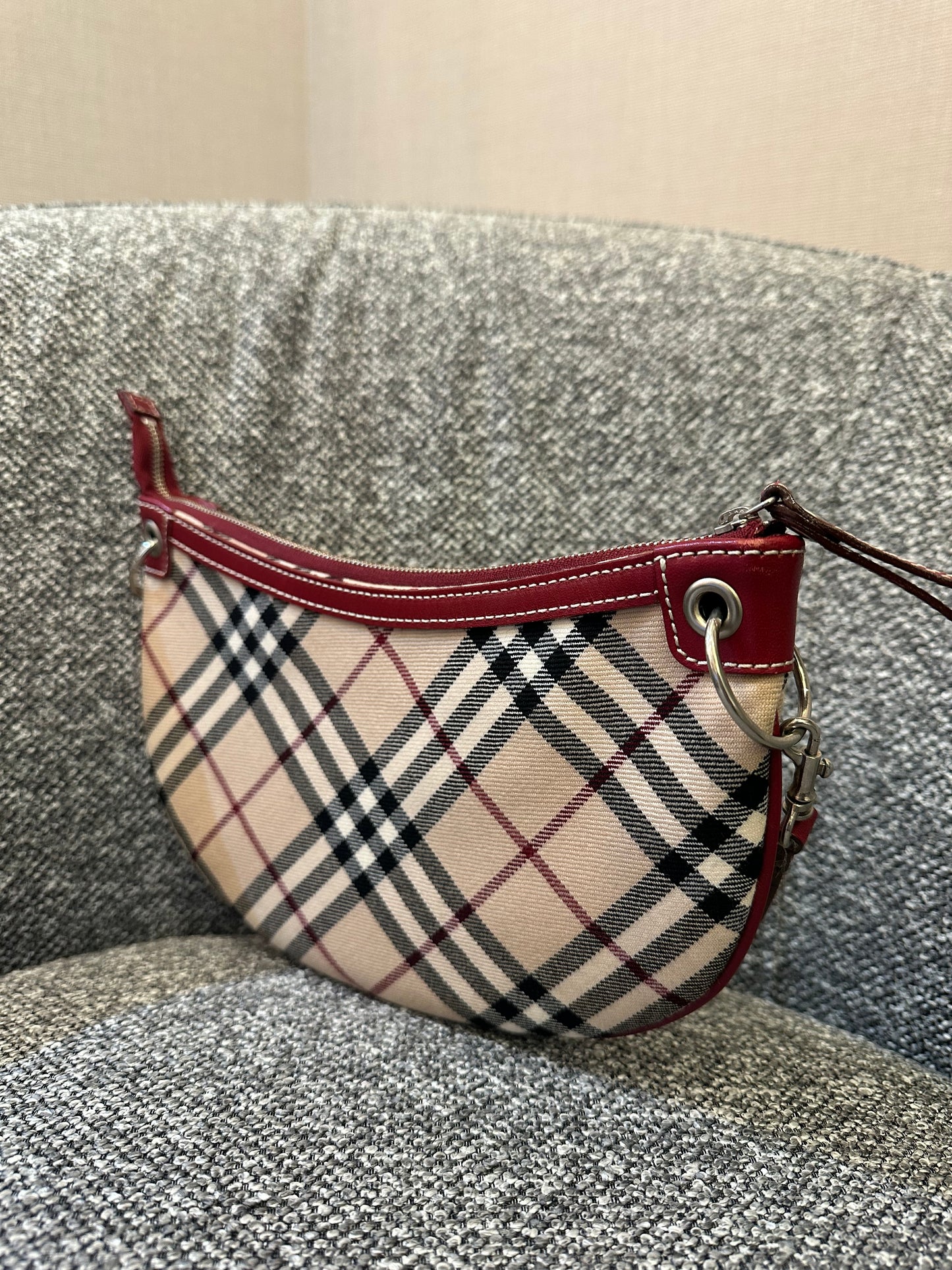 Burberry Nova Check Crescent-Shaped Accessory Pouch