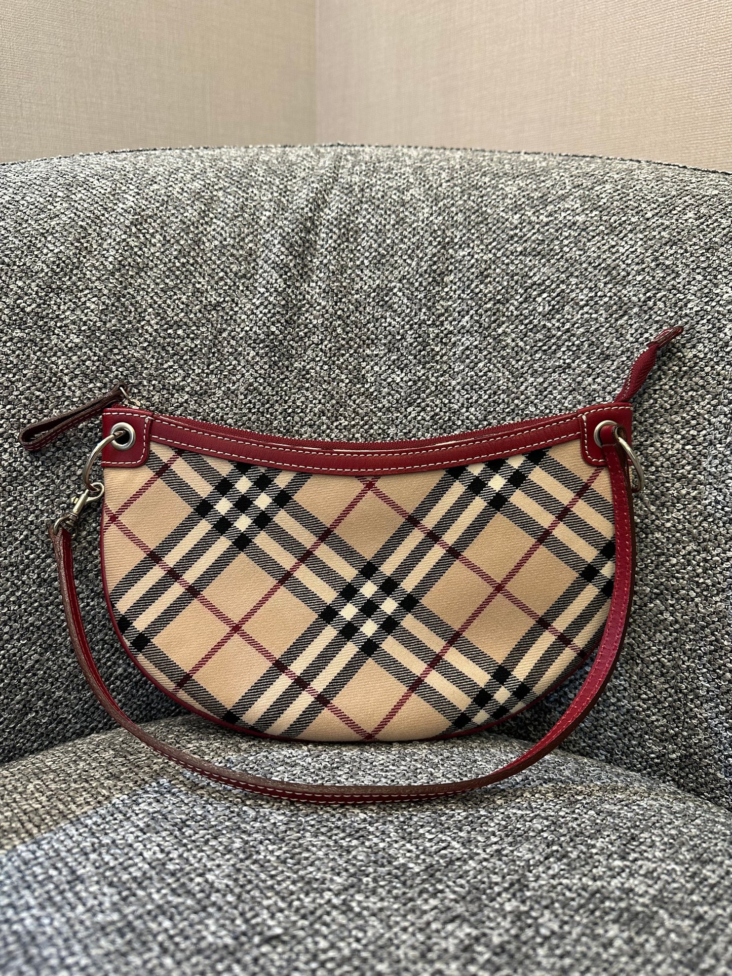 Burberry Nova Check Crescent-Shaped Accessory Pouch
