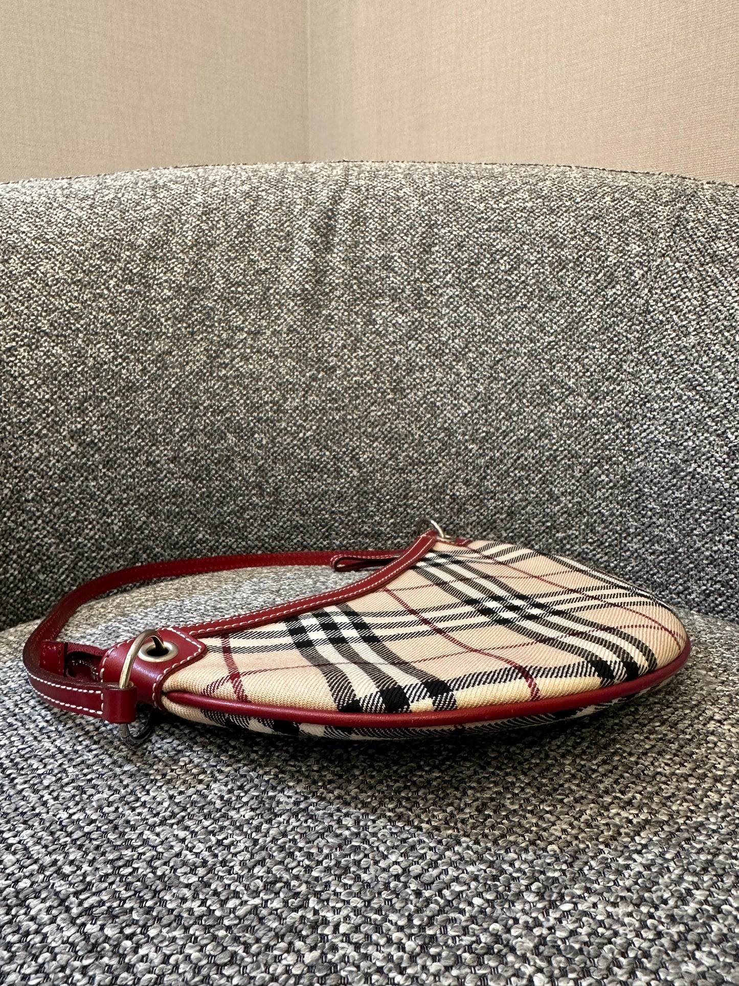 Burberry Nova Check Crescent-Shaped Accessory Pouch
