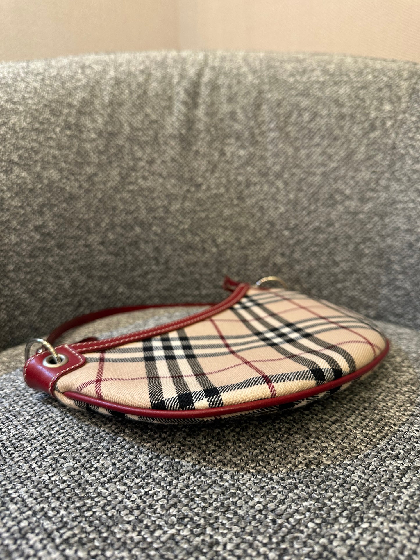 Burberry Nova Check Crescent-Shaped Accessory Pouch