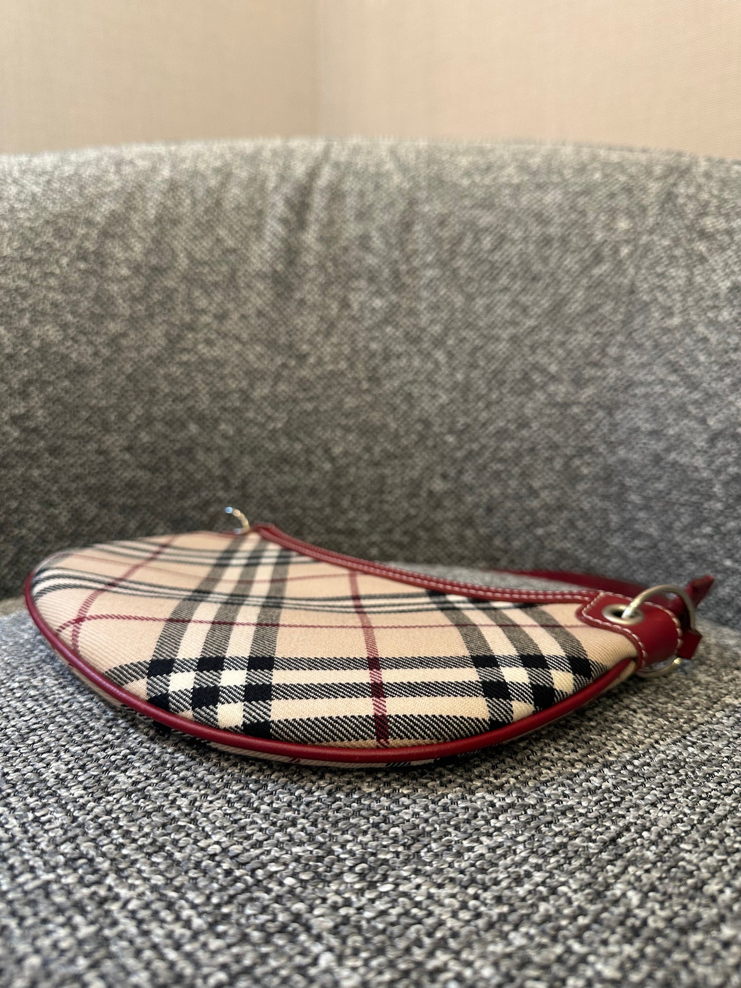 Burberry Nova Check Crescent-Shaped Accessory Pouch