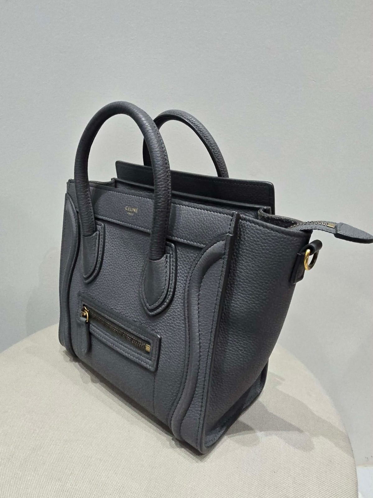 Celine Nano Luggage Tote Bag in Grey