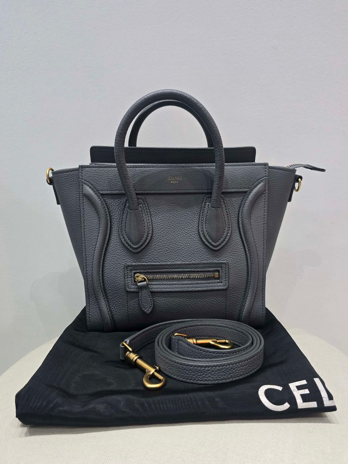 Celine Nano Luggage Tote Bag in Grey