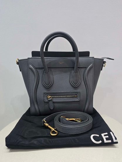 Celine Nano Luggage Tote Bag in Grey